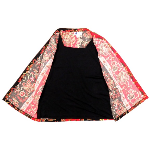 NWOT Vintage 90s Baroque Royalty Black Gold Red Wrap Jacket 24W Made USA - Picture 3 of 7